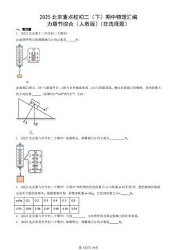 2025北京重点校初二（下）期中物理汇编：力章节综合（人教版）（非选择题）-答案