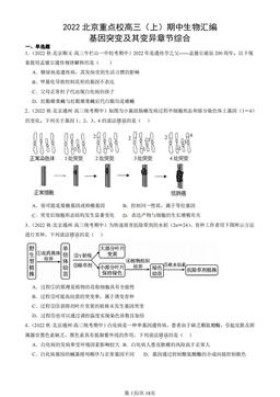2022北京重点校高三（上）期中生物汇编：基因突变及其变异章节综合-答案