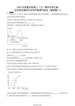 2024北京重点校高二（上）期中化学汇编：化学反应速率与化学平衡章节综合（解答题）2-答案