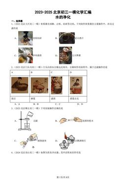 2023-2025北京初三一模化学汇编：水的净化-答案