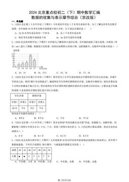 2024北京重点校初二（下）期中数学汇编：数据的收集与表示章节综合（京改版）-答案