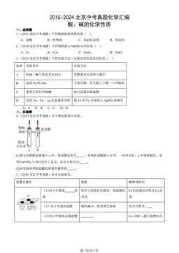 2015-2024北京中考真题化学汇编：酸、碱的化学性质-答案