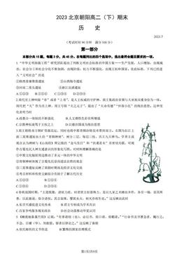 2023北京朝阳高二（下）期末历史（教师版）-答案