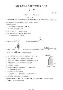 2023北京北师大二附中高二12月月考化学（教师版）-答案
