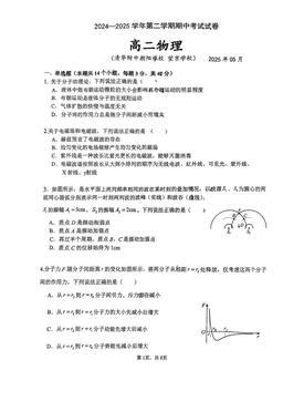 2025北京清华附中朝阳学校高二（下）期中物理-试题