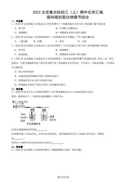 2022北京重点校初三（上）期中化学汇编：碳和碳的氧化物章节综合-答案