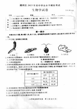 2023北京通州初二一模生物（教师版）-答案