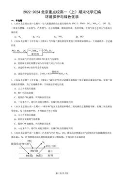 2022-2024北京重点校高一（上）期末化学汇编：环境保护与绿色化学-答案