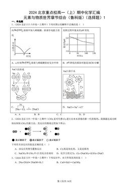 2024北京重点校高一（上）期中化学汇编：元素与物质世界章节综合（鲁科版）（选择题）1-答案