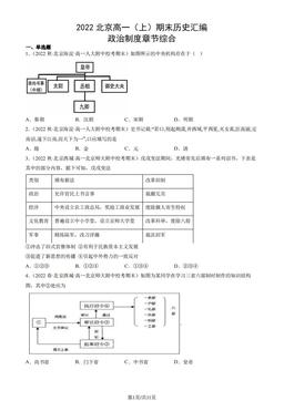 2022北京高一（上）期末历史汇编： 政治制度章节综合-答案