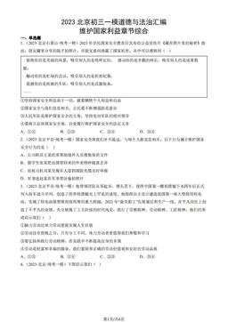 2023北京初三一模道德与法治汇编：维护国家利益章节综合-答案