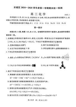 2025北京东城高三（上）期末化学（教师版）-答案