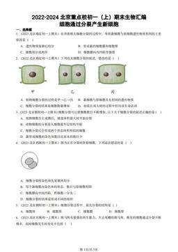 2022-2024北京重点校初一（上）期末生物汇编：细胞通过分裂产生新细胞-答案