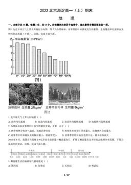 2022北京海淀高一（上）期末地理（教师版）-答案
