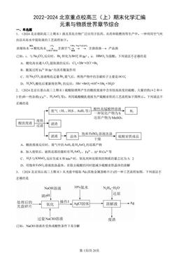 2022-2024北京重点校高三（上）期末化学汇编：元素与物质世界章节综合-答案