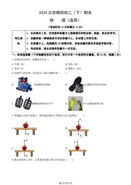 2024北京朝阳初二（下）期末物理（教师版）-答案