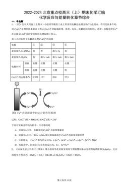 2022-2024北京重点校高三（上）期末化学汇编：化学反应与能量转化章节综合-答案