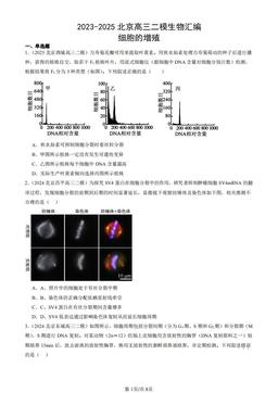 2023-2025北京高三二模生物汇编：细胞的增殖-答案