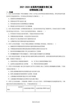 2021-2023全国高考真题生物汇编：动物细胞工程-答案