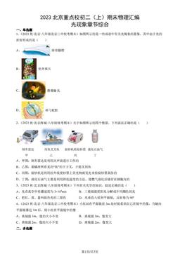 2023北京重点校初二（上）期末物理汇编：光现象章节综合-答案