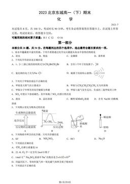 2023北京东城高一（下）期末化学（教师版）-答案