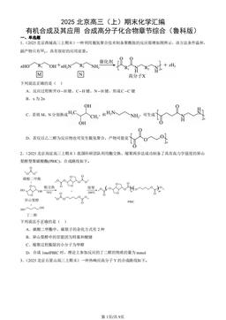 2025北京高三（上）期末化学汇编：有机合成及其应用 合成高分子化合物章节综合（鲁科版）-答案