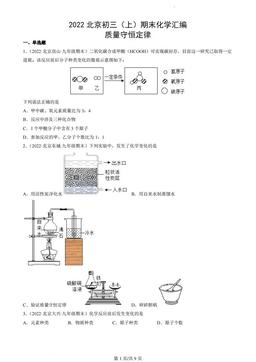 2022北京初三（上）期末化学汇编：质量守恒定律-答案