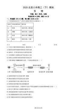 2025北京八中高二（下）期末生物（教师版）-答案