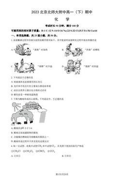 2023北京北师大附中高一（下）期中化学（教师版）-答案