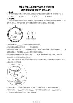 2020-2024北京高中合格考生物汇编：基因的表达章节综合（第二次）-答案