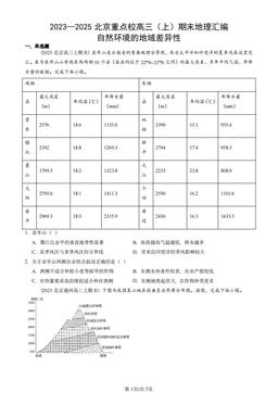 2023—2025北京重点校高三（上）期末地理汇编：自然环境的地域差异性-答案