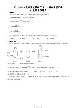 2022-2024北京重点校初三（上）期中化学汇编：盐 化肥章节综合-答案