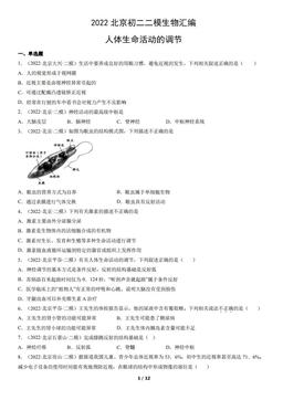 2022北京初二二模生物汇编：人体生命活动的调节-答案