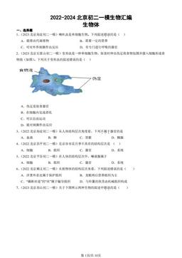 2022-2024北京初二一模生物汇编：生物体-答案