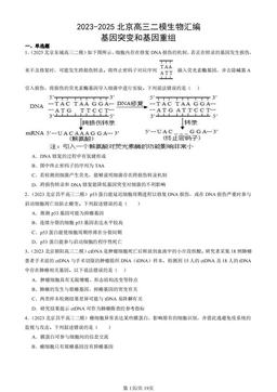 2023-2025北京高三二模生物汇编：基因突变和基因重组-答案