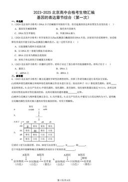 2023-2025北京高中合格考生物汇编：基因的表达章节综合（第一次）-答案