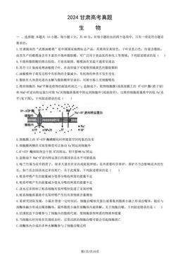 2024甘肃高考真题生物（教师版）-答案
