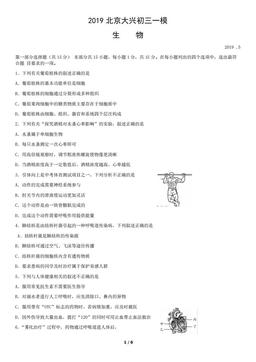 2019北京大兴初三一模生物（教师版）-答案