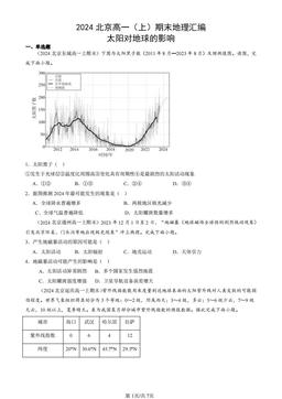 2024北京高一（上）期末地理汇编：太阳对地球的影响-答案