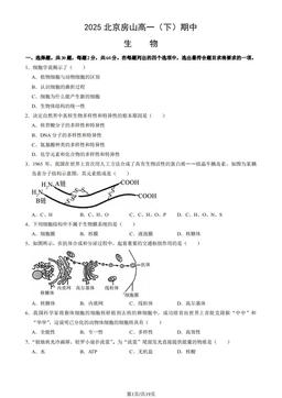 2025北京房山高一（下）期中生物（教师版）-答案
