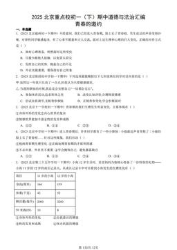 2025北京重点校初一（下）期中道德与法治汇编：青春的邀约-答案