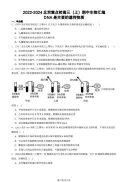 2022-2024北京重点校高三（上）期中生物汇编：DNA是主要的遗传物质-答案