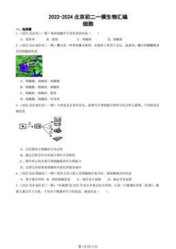 2022-2024北京初二一模生物汇编：细胞-答案