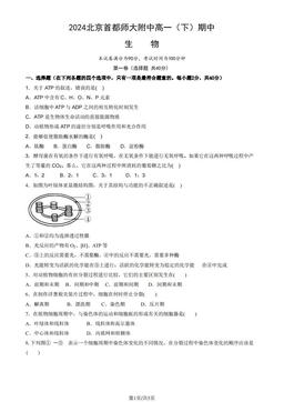 2024北京首都师大附中高一（下）期中生物（教师版）-答案