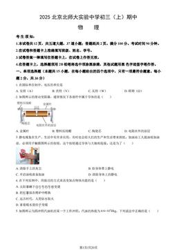 2025北京北师大实验中学初三（上）期中物理（教师版）-答案