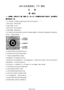 2025北京海淀高二（下）期末生物（教师版）-答案