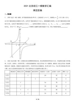 2021北京初三一模数学汇编：填空压轴-答案