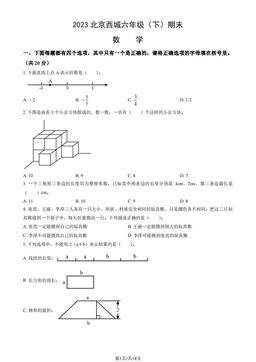 2023北京西城六年级（下）期末数学（教师版）-答案