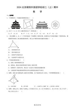 2024北京朝阳外国语学校初二（上）期中数学-试题