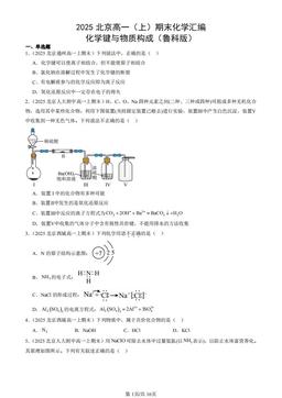 2025北京高一（上）期末化学汇编：化学键与物质构成（鲁科版）-答案